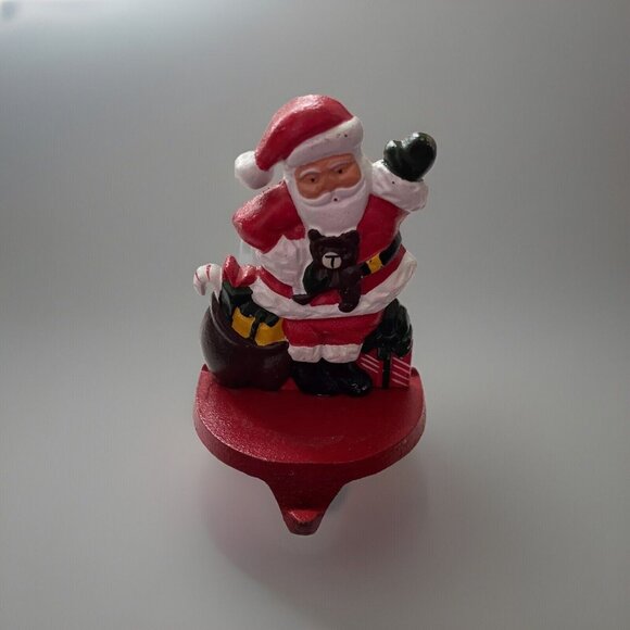 Lillian Vernon Cast Iron Christmas Santa Claus Stocking Holder Hanger Vtg 1990 - Picture 1 of 14